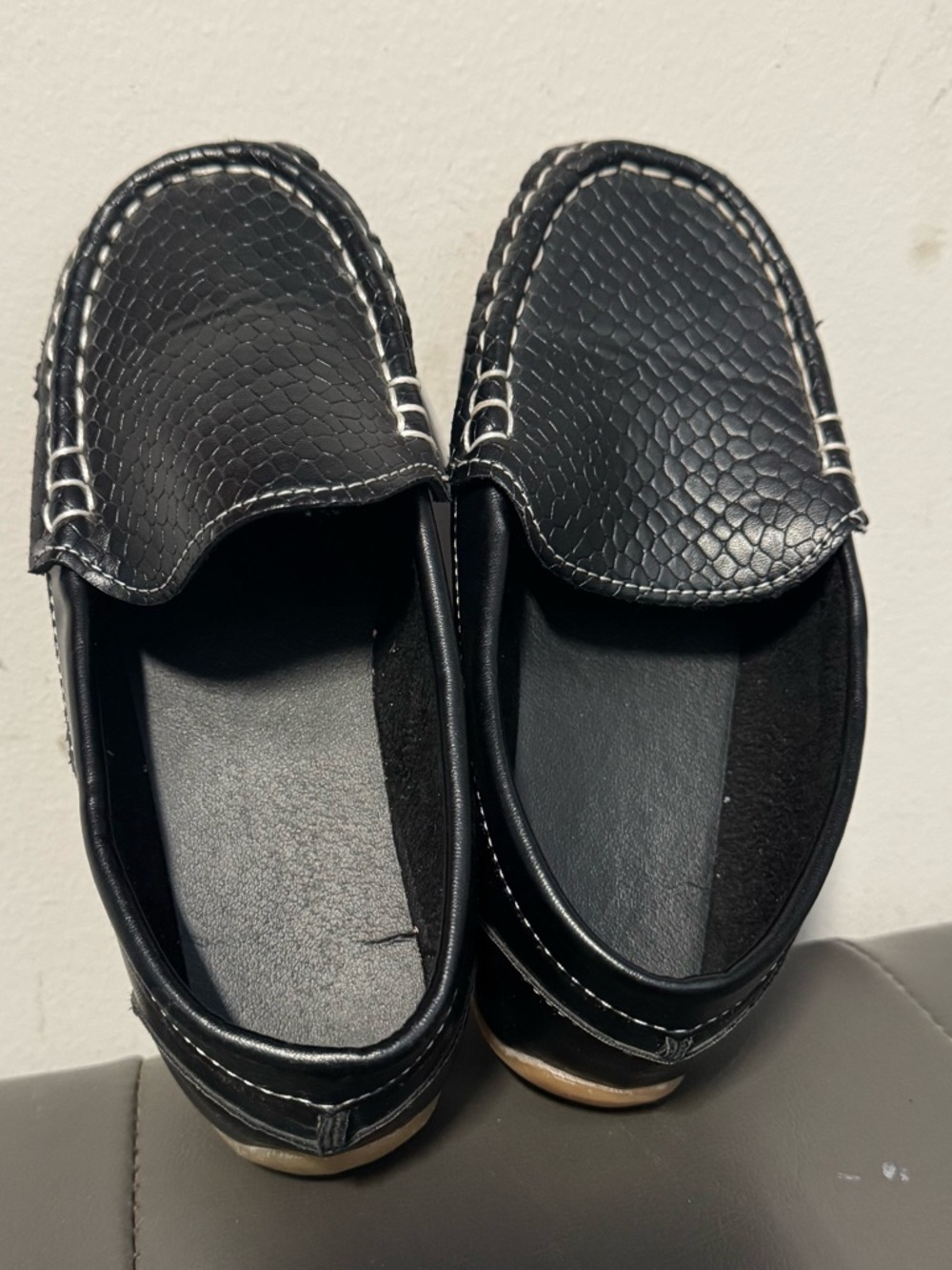 Boys Black Slip-On Moccasin Loafers